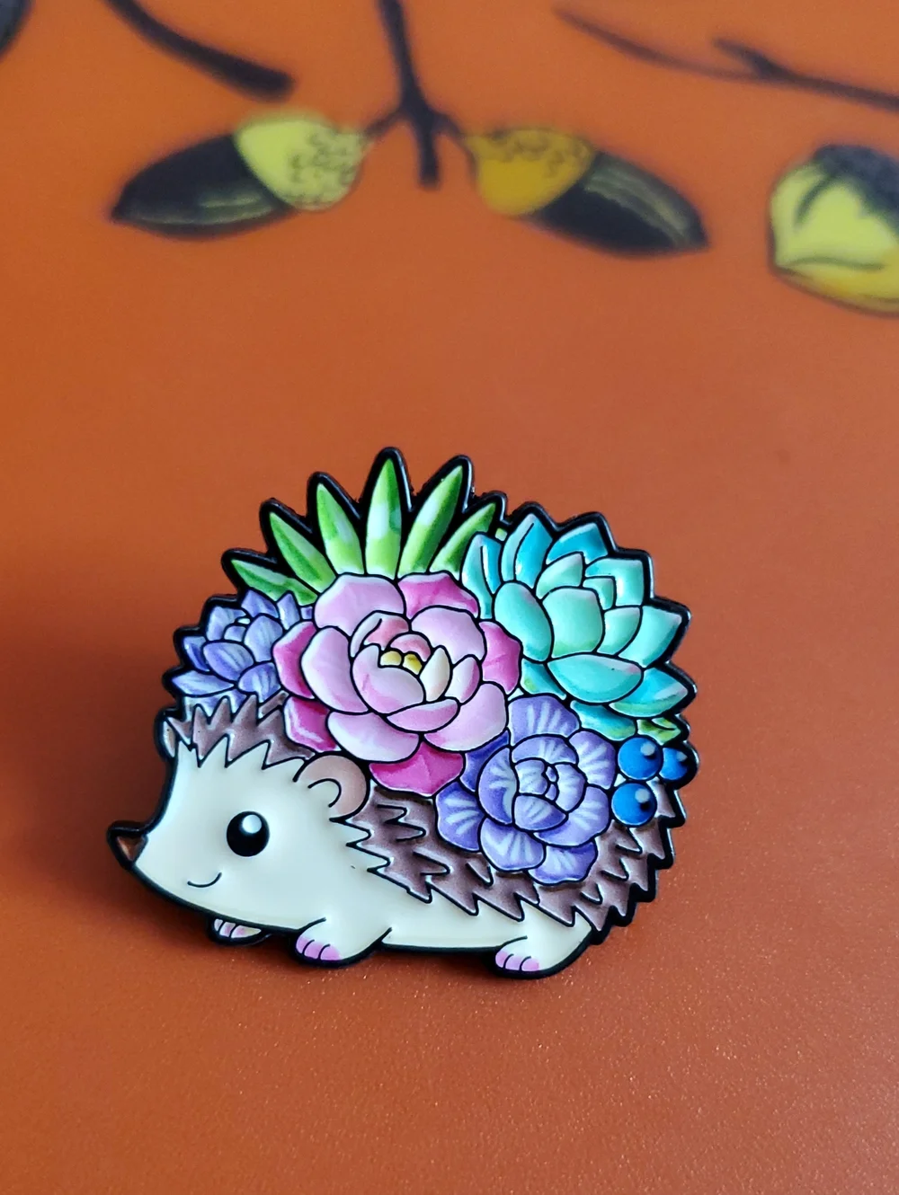 Succulent Hedgehog Enamel Pin - Colorful Pastel Design
